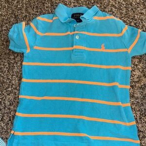 Polo by Ralph Lauren Kids Aqua and Orange Striped Polo